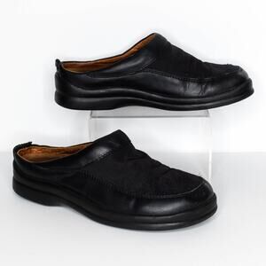 Finn Comfort Mule Leather Slide Minimalist Casual Clogs Germany Black Size 7.5